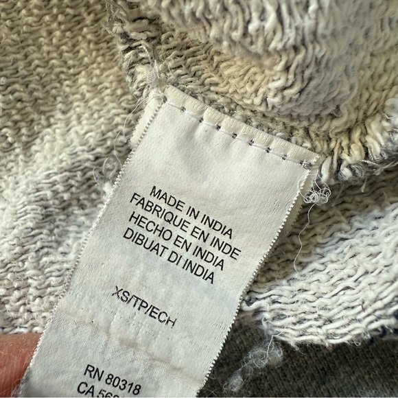 LUCKY BRAND GRAY DISTRESSED CREWNECK LONG SLEEVE MOTORCYCLE SWEATSHIRT SIZE XS - Picture 5 of 8